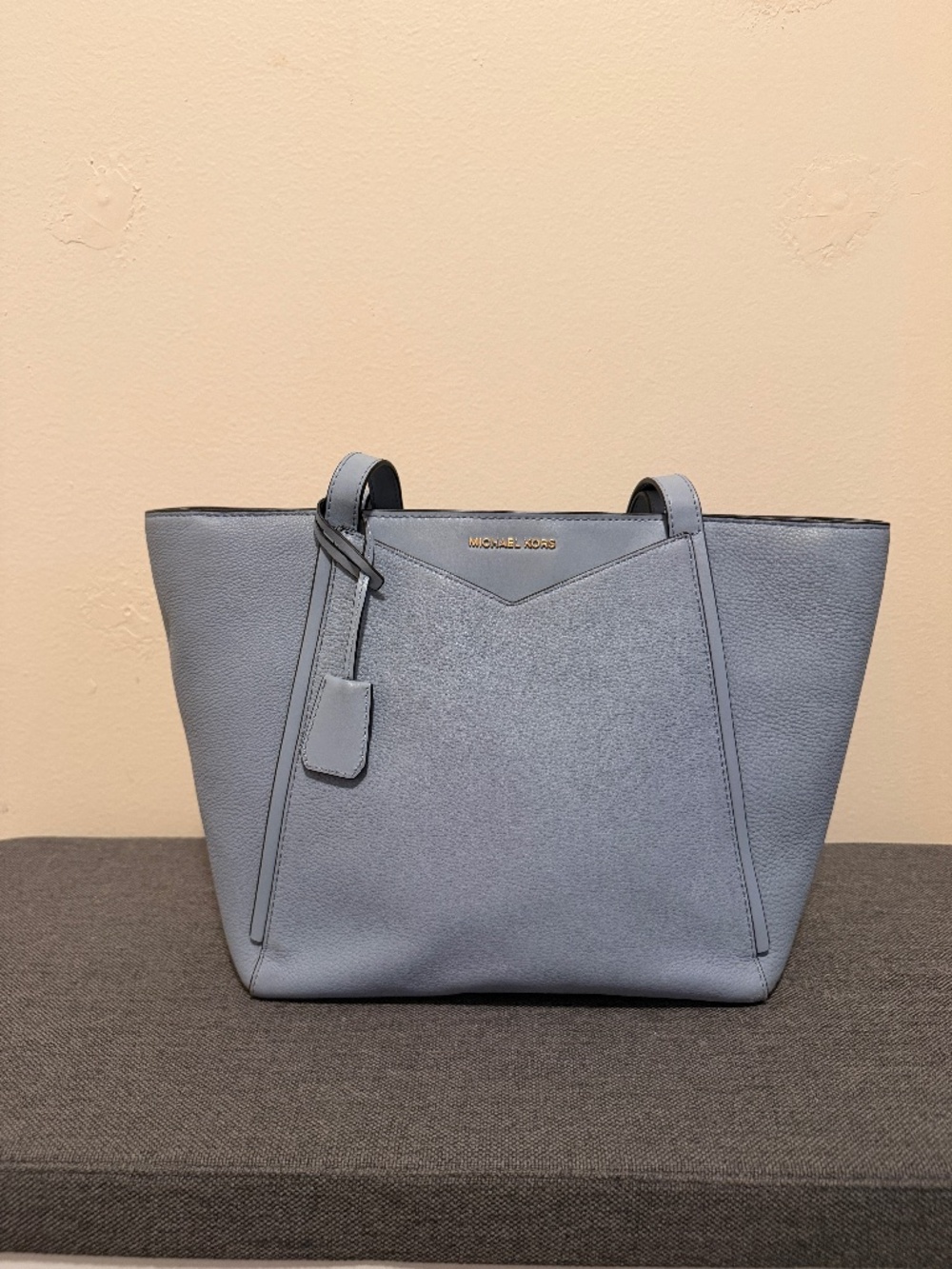 Michael Kors Whitney Small Tote Bag Powder Blue Pebbled Leather